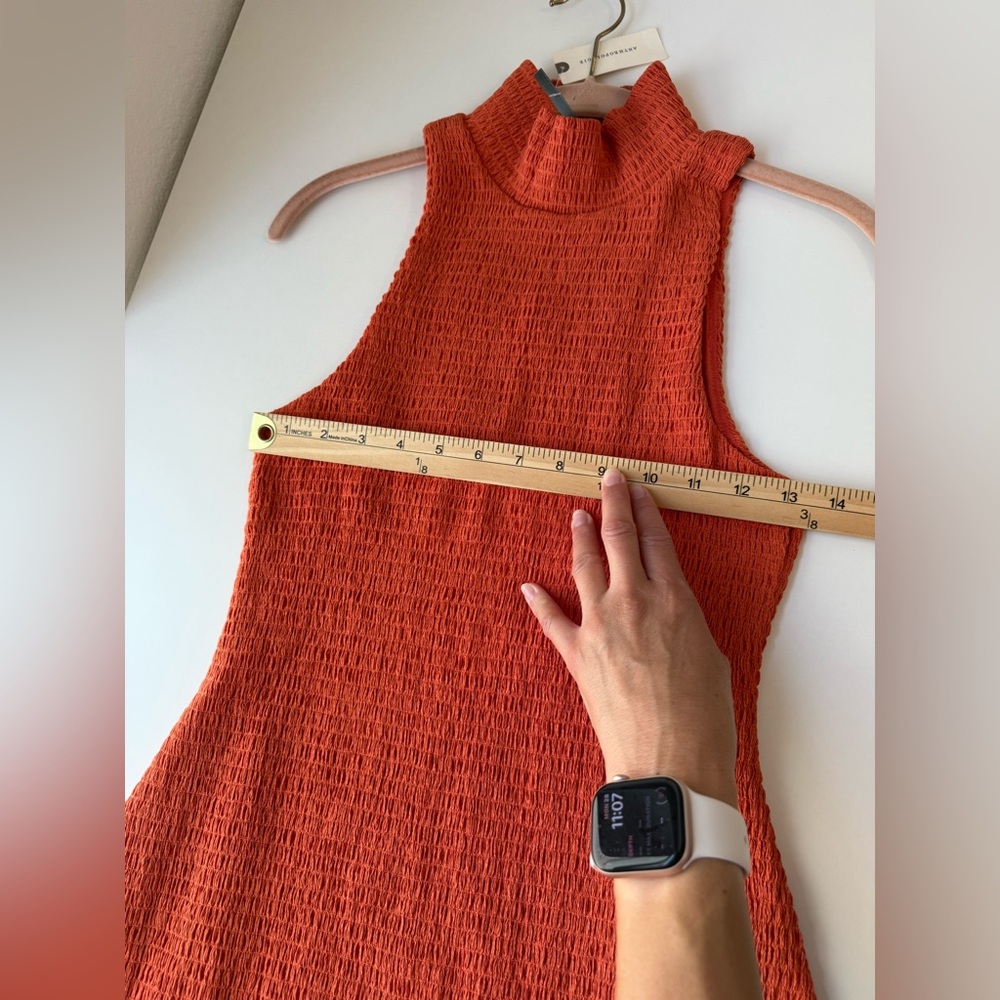 NWT Anthropologie Sleeveless Mock-Neck Textured Midi Dress
Orange Sz Small - Picture 12 of 14